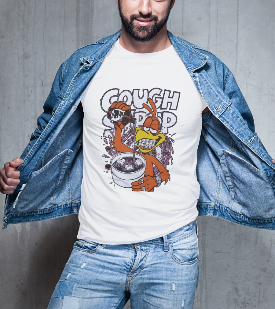 Cough Syrup Toucan Purple Drink Ice Braces Cartoon T-Shirt