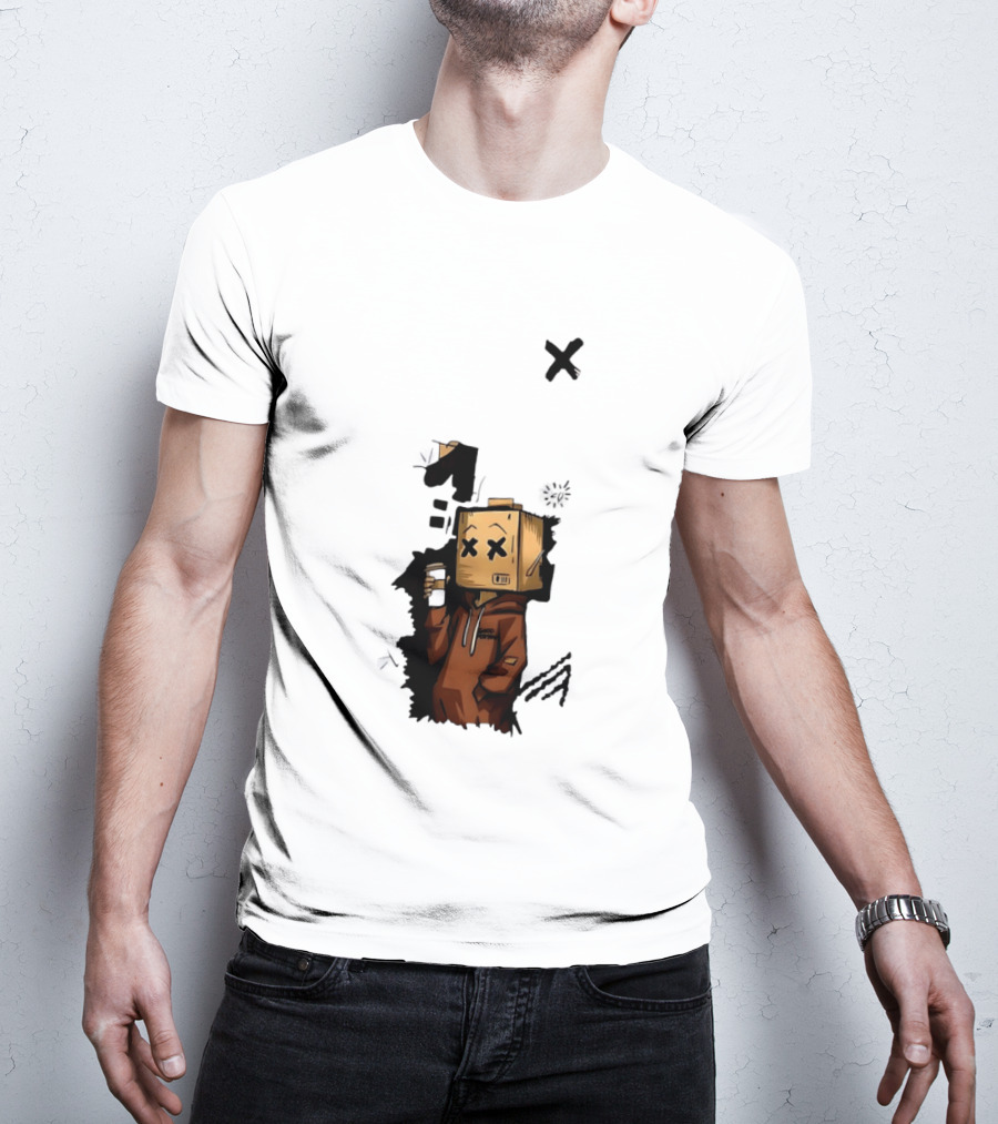 Good Person Box Head Drinking Coffee T-Shirt
