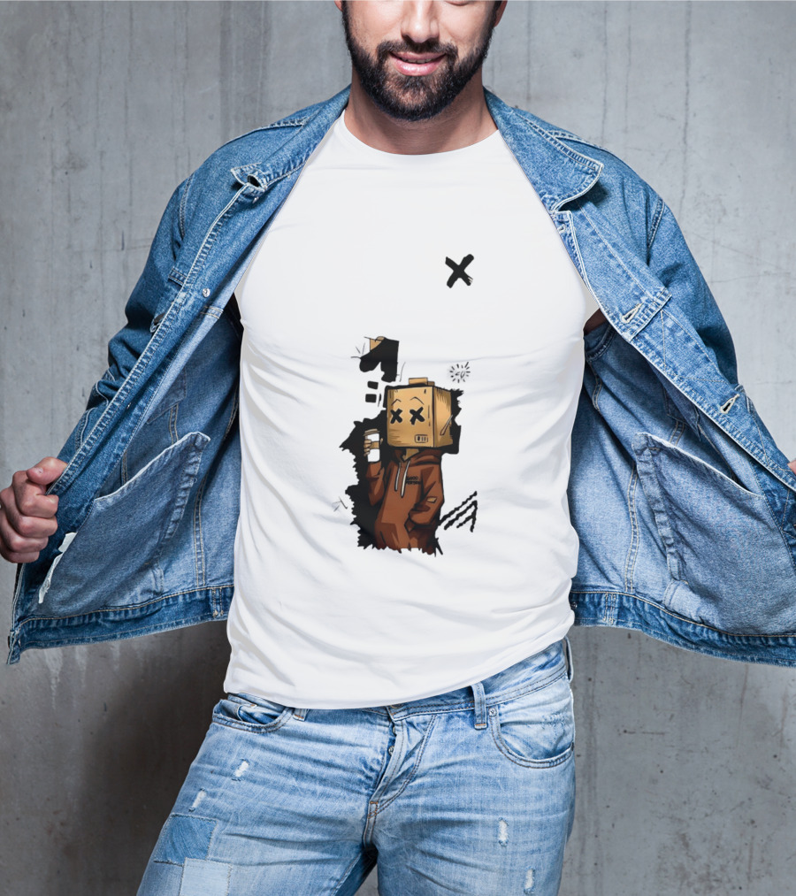 Good Person Box Head Drinking Coffee T-Shirt