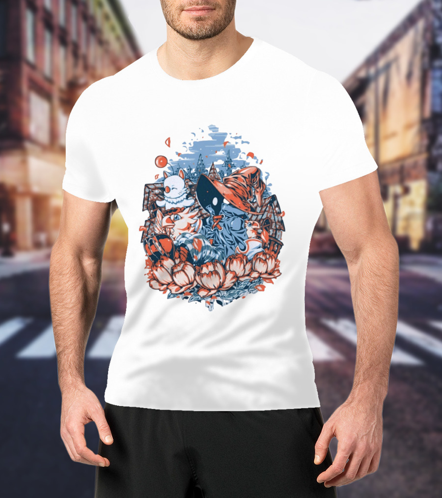 Vivi Ornitier Moogles Chocobos Day Of Calm Fantasy Blossom Scene T-Shirt