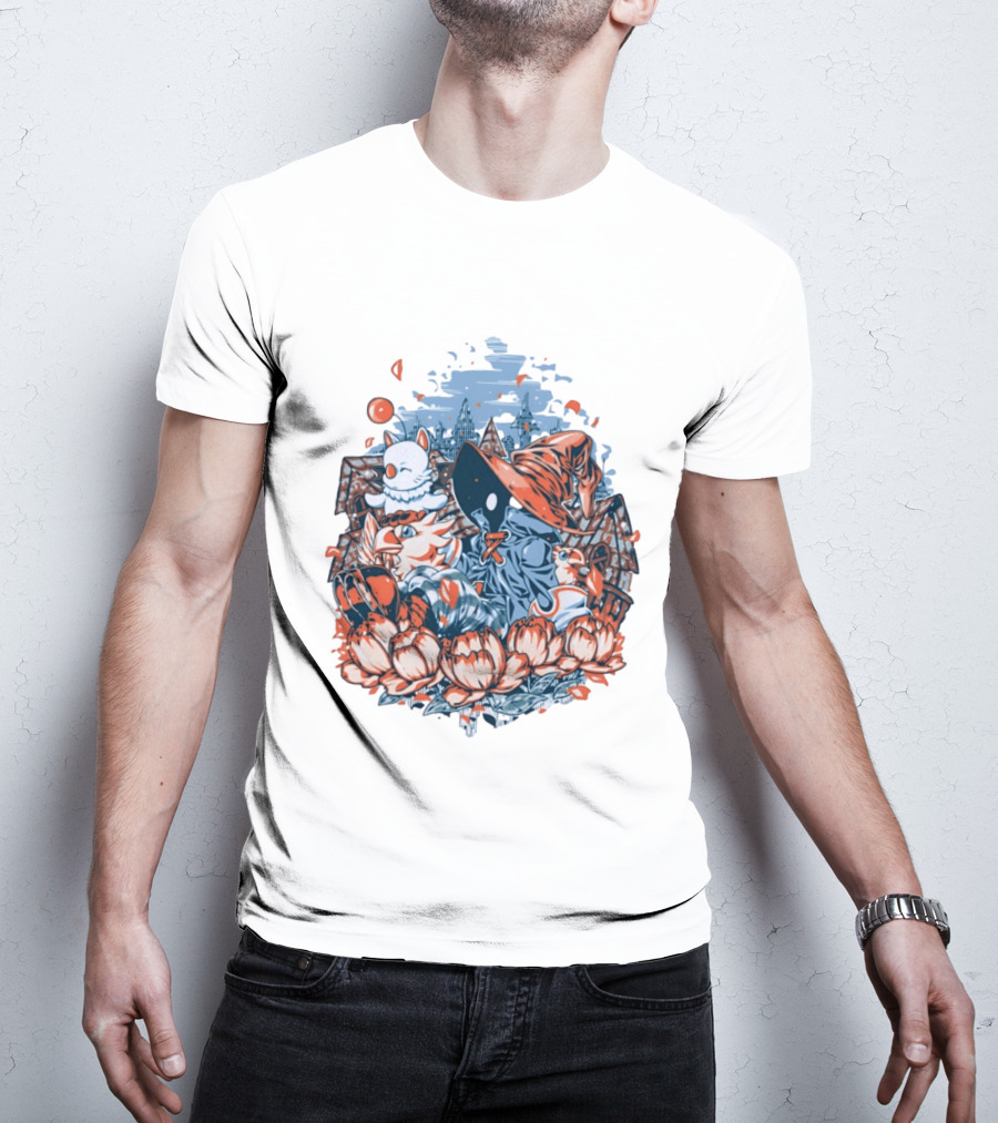 Vivi Ornitier Moogles Chocobos Day Of Calm Fantasy Blossom Scene T-Shirt