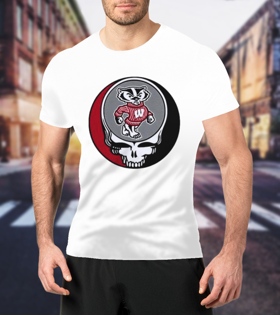 Grateful Dead Wisconsin Badgers Skull And Bucky T-Shirt