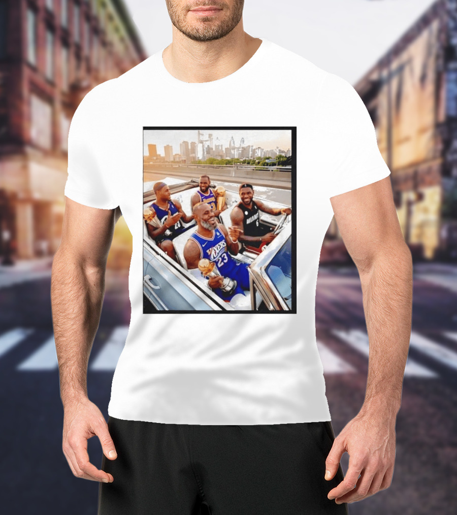 Lebron James Lakers Cavaliers Heat Champions Trophies Parade T-Shirt
