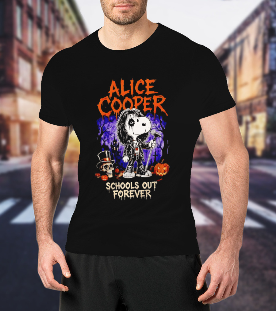 Alice Cooper Snoopy Schools Out Forever Halloween Punk Rock Mashup T-Shirt