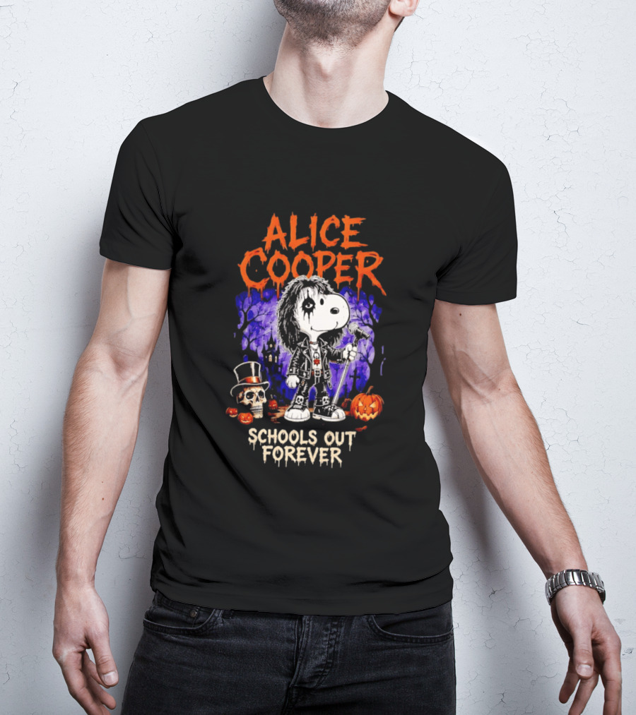 Alice Cooper Snoopy Schools Out Forever Halloween Punk Rock Mashup T-Shirt