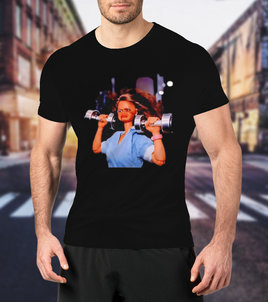 Barbie Lifting Weights Gym Meme Motivational Fitness Humor T-Shirt
