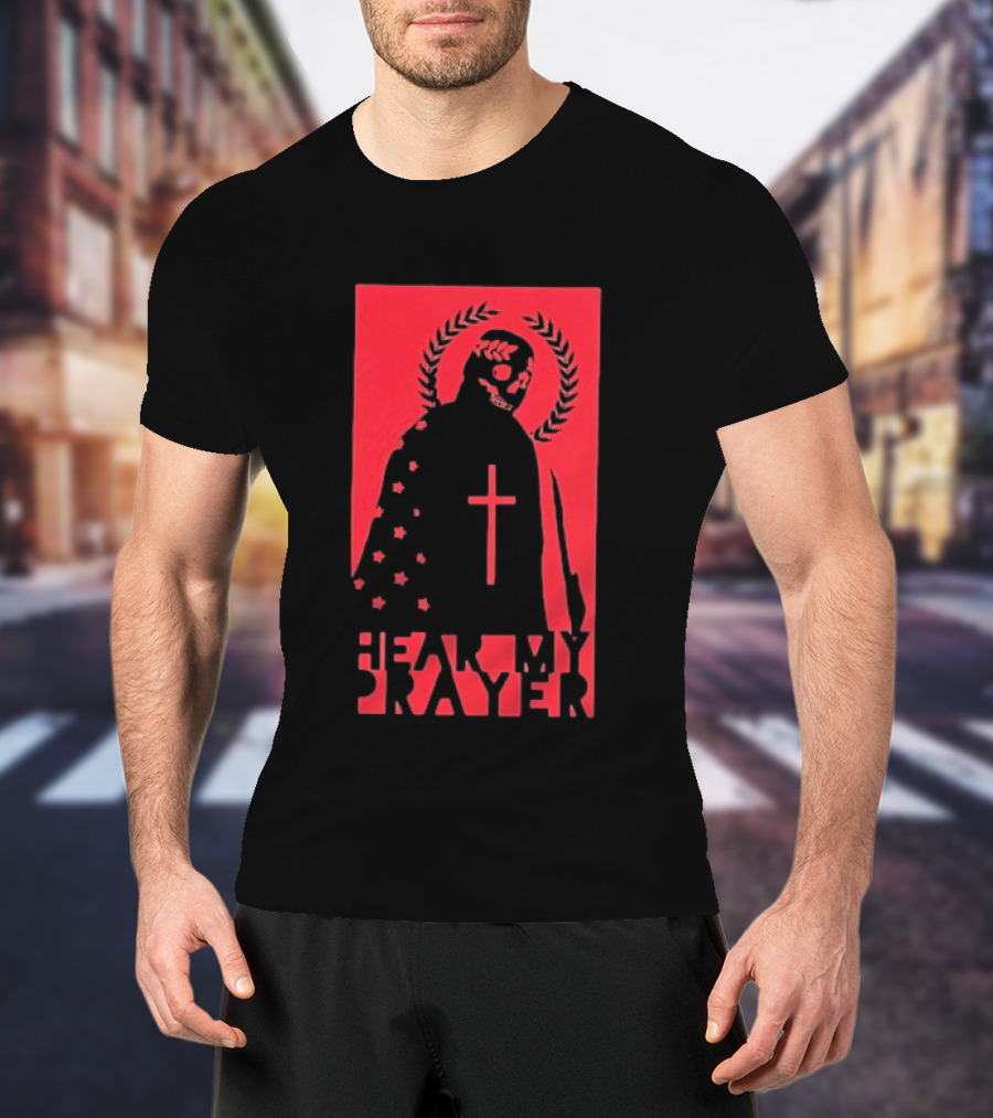 Hear My Prayer Skull Reaper Cross Halo Laural Wreath T-Shirt