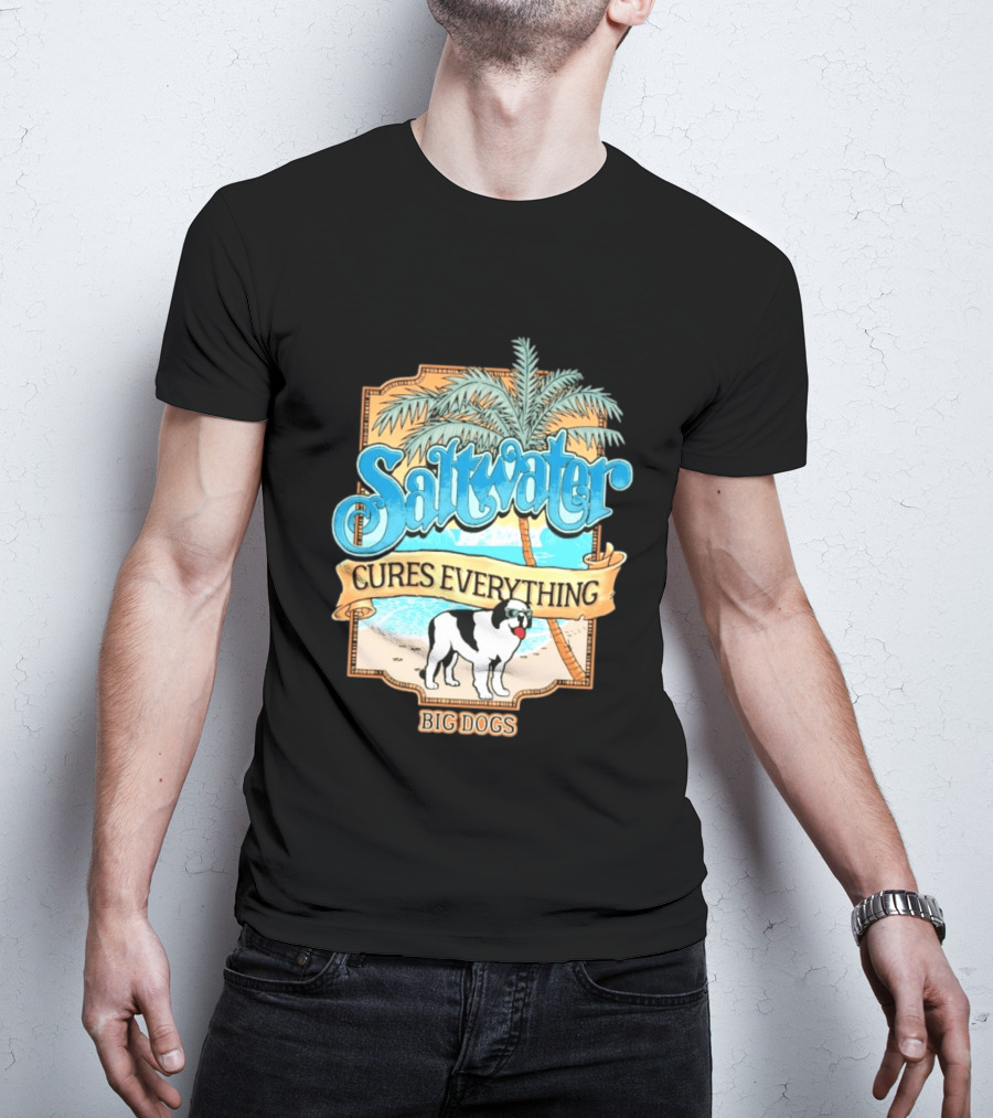Saltwater Cures Everything Big Dogs Palm Beach Scene T-Shirt