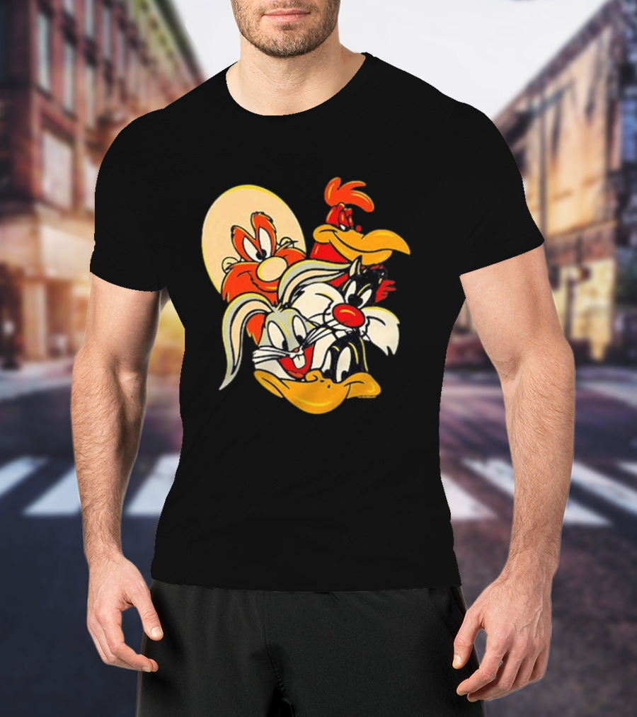 Looney Tunes Smiling Faces Bugs Bunny Sylvester Foghorn Leghorn Taz T-Shirt