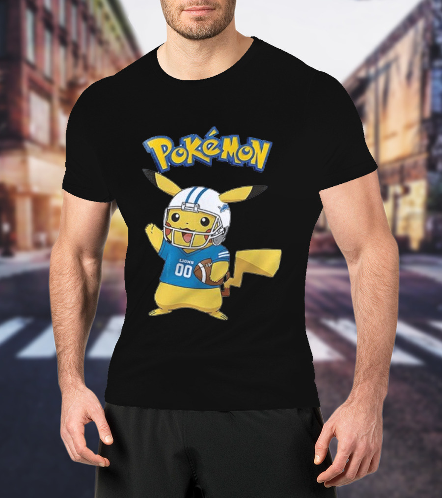 Detroit Lions Pokemon Pikachu Football Fan T-Shirt