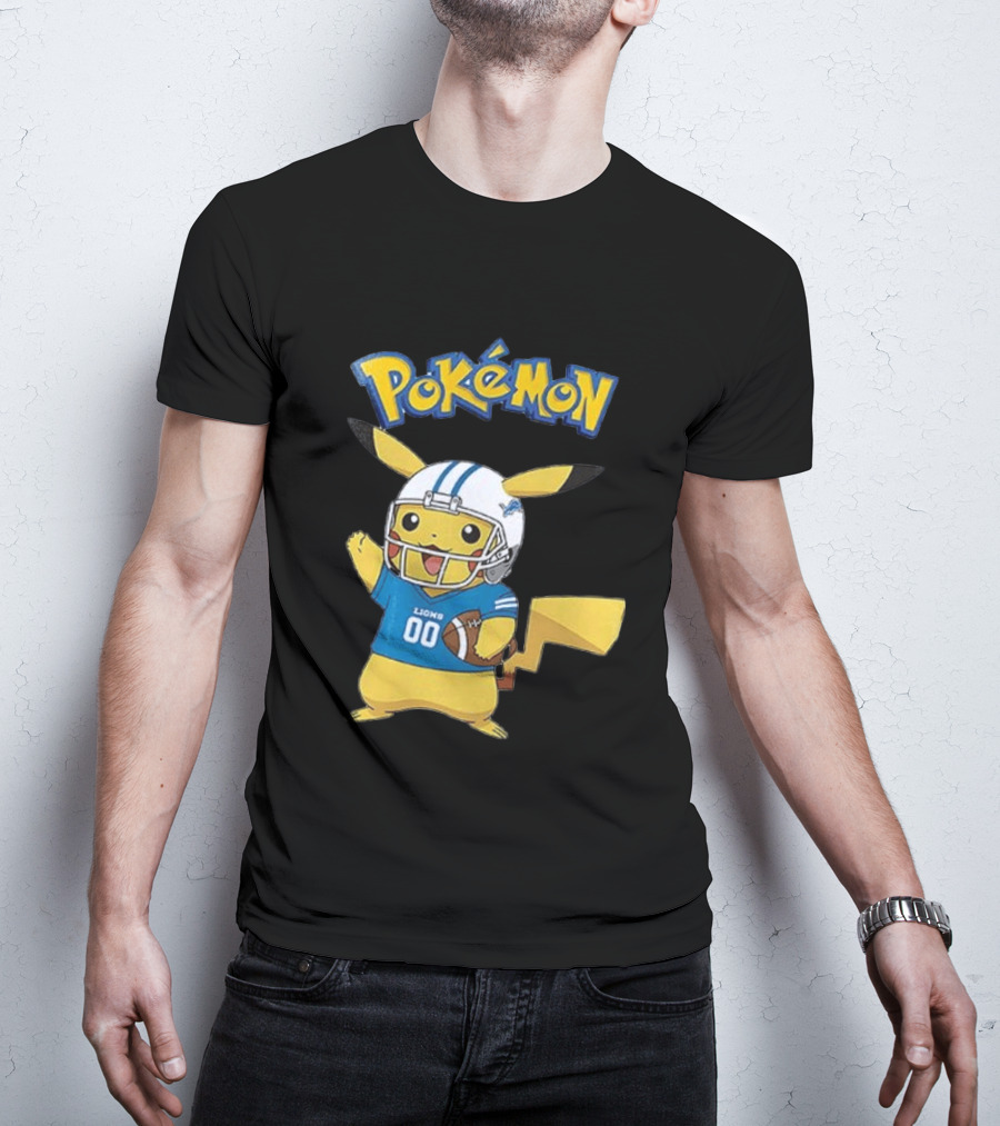 Detroit Lions Pokemon Pikachu Football Fan T-Shirt