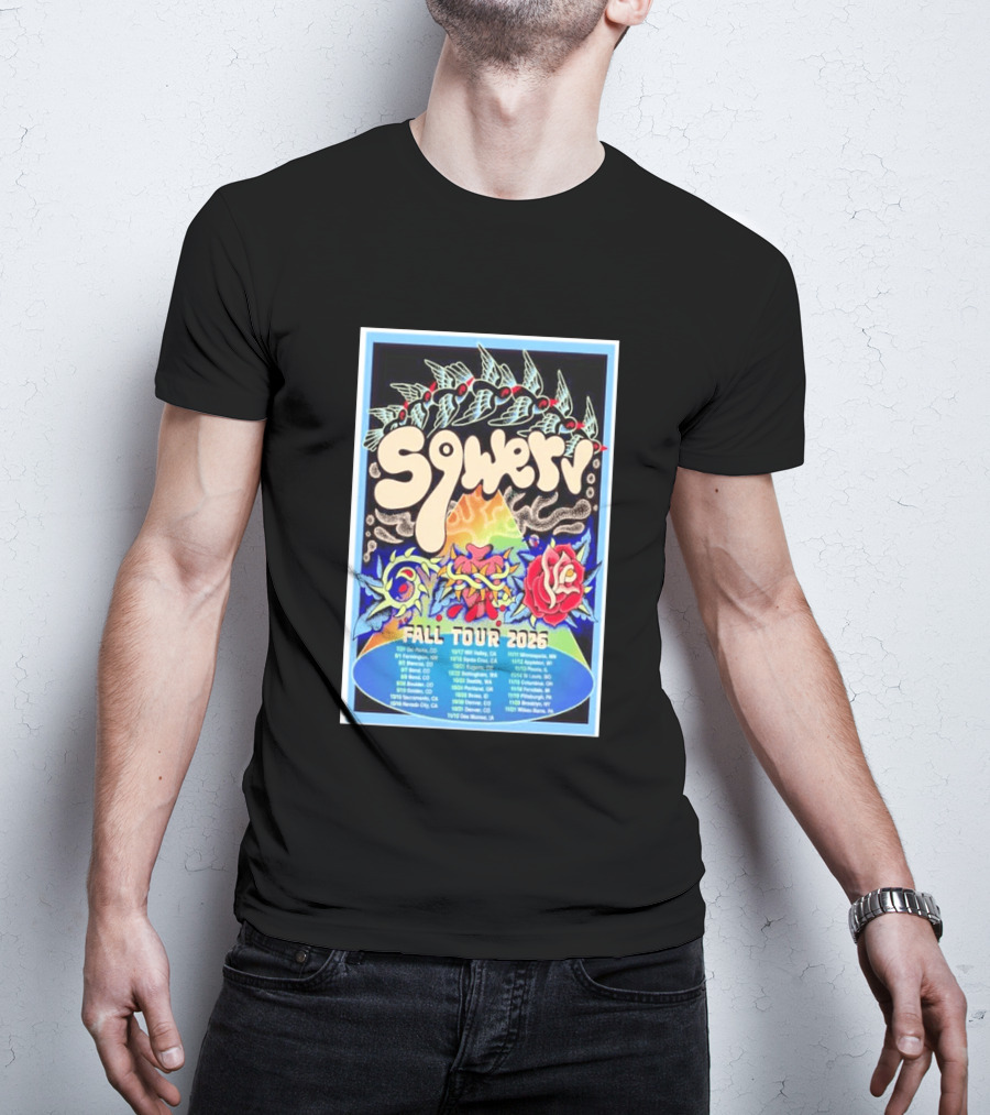 Squeaky Fall Tour 2026 Psychedelic With Rose And Leaf T-Shirt
