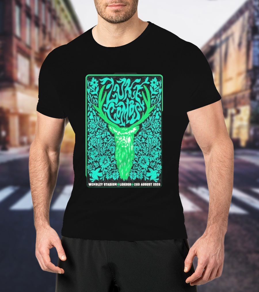 Luke Combs Wembley Stadium London August 2 2026 Deer Antlers Floral T-Shirt
