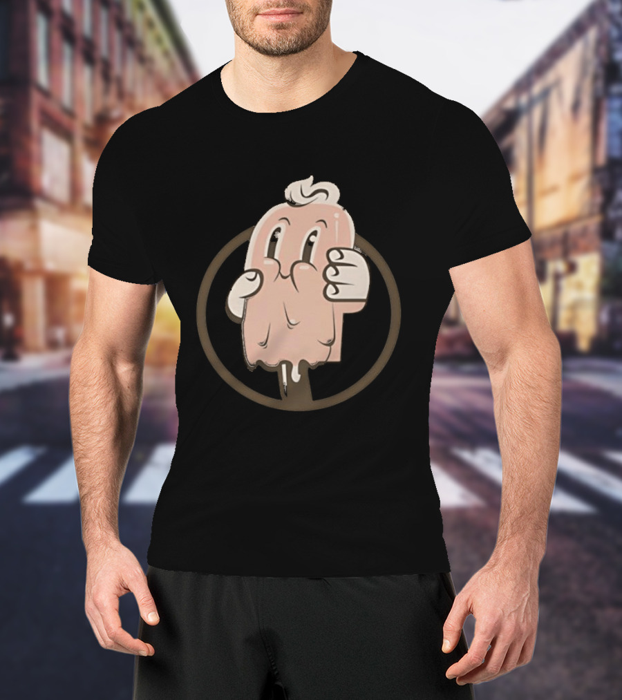 Melting Popsicle Cartoon Character With Circle T-Shirt