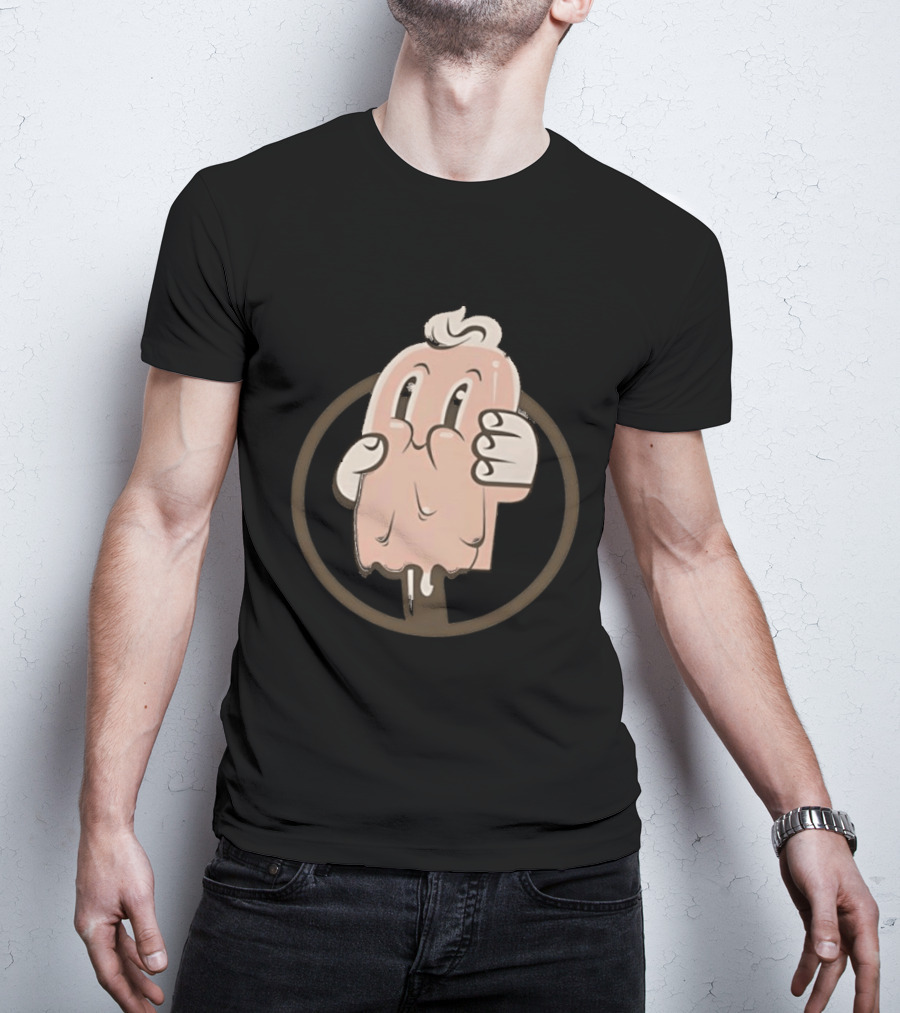 Melting Popsicle Cartoon Character With Circle T-Shirt