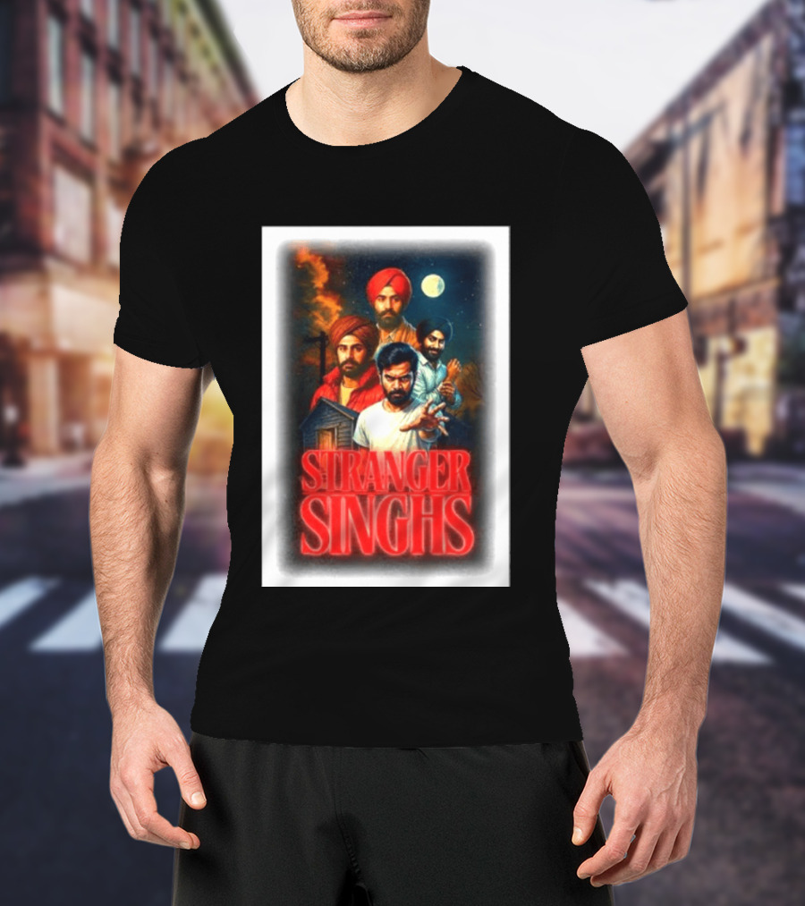 Stranger Singhs Indian Series With Turbaned Characters And Moonlit Sky T-Shirt