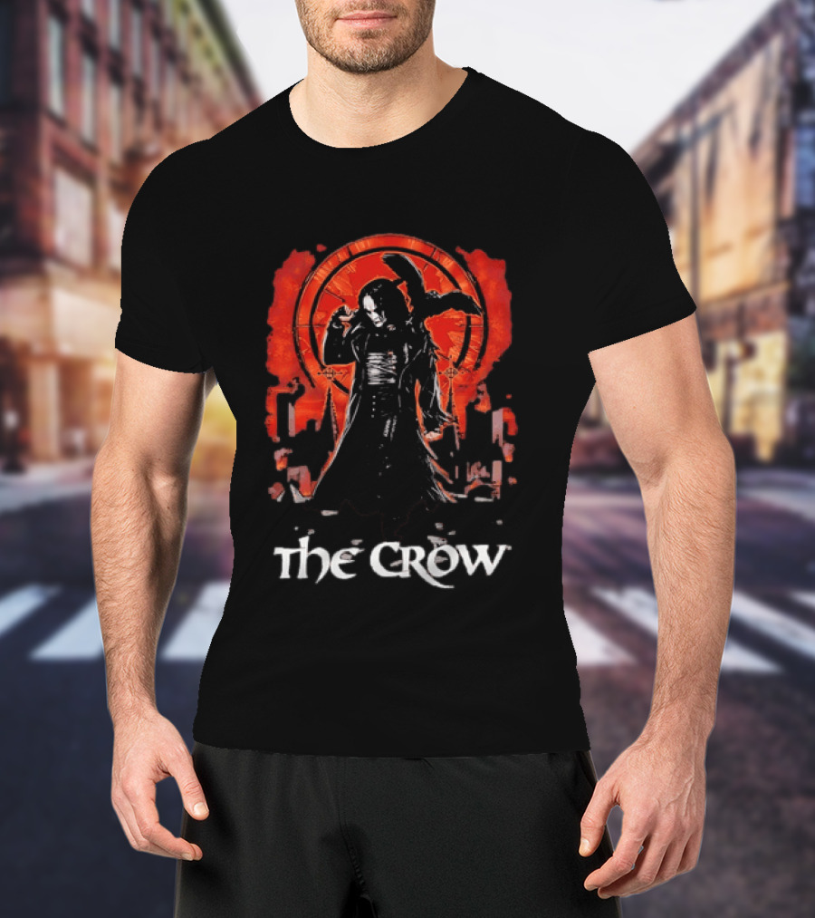 The Crow Brandon Lee Gothic Movie Iconic Dark Aesthetic With Red T-Shirt