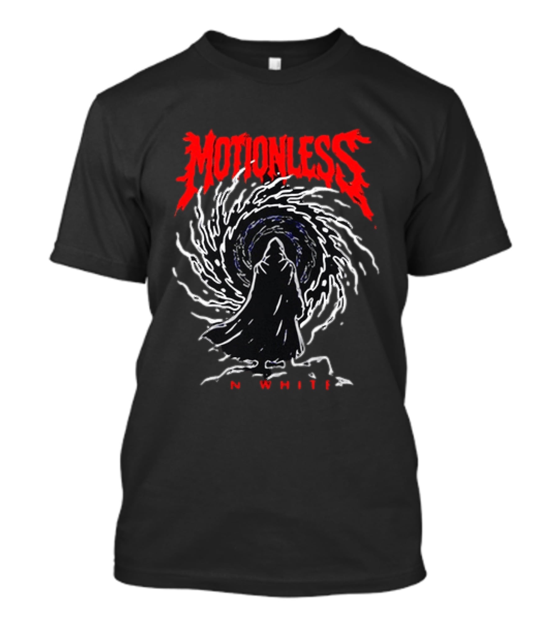 Motionless In White MIW The Sweat And Blood Tour 2026 Be Not Afraid Of The Dark Cloaked Figure Spiral T-Shirt
