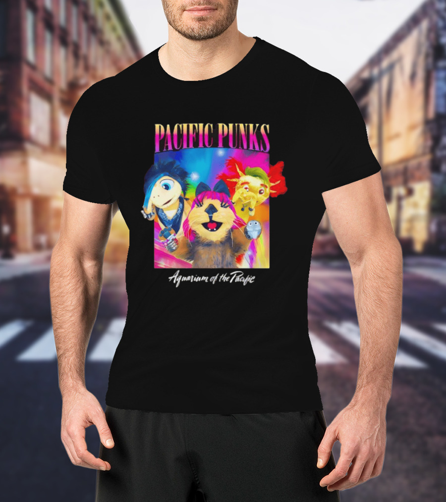 Pacific Punks Aquarium Of The Pacific Puppet Characters Colorful T-Shirt
