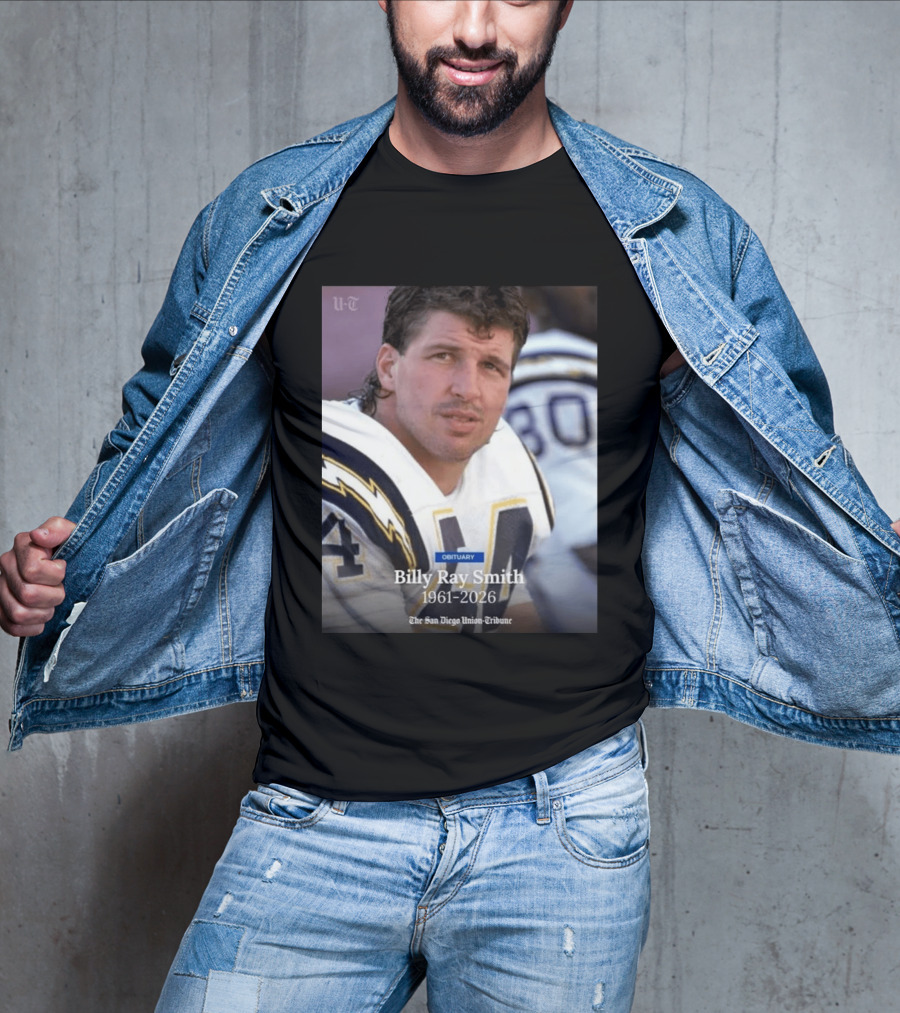 Billy Ray Smith 1961 2026 San Diego Chargers Obituary Tribute San Diego Union Tribune T-Shirt