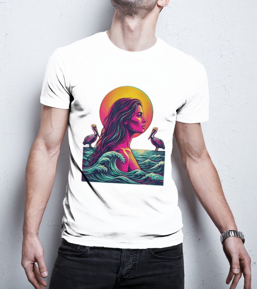 Gulf Coast Sunset Pelican Waves Woman T-Shirt
