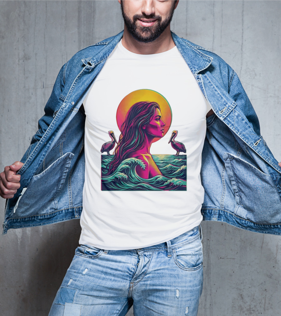 Gulf Coast Sunset Pelican Waves Woman T-Shirt