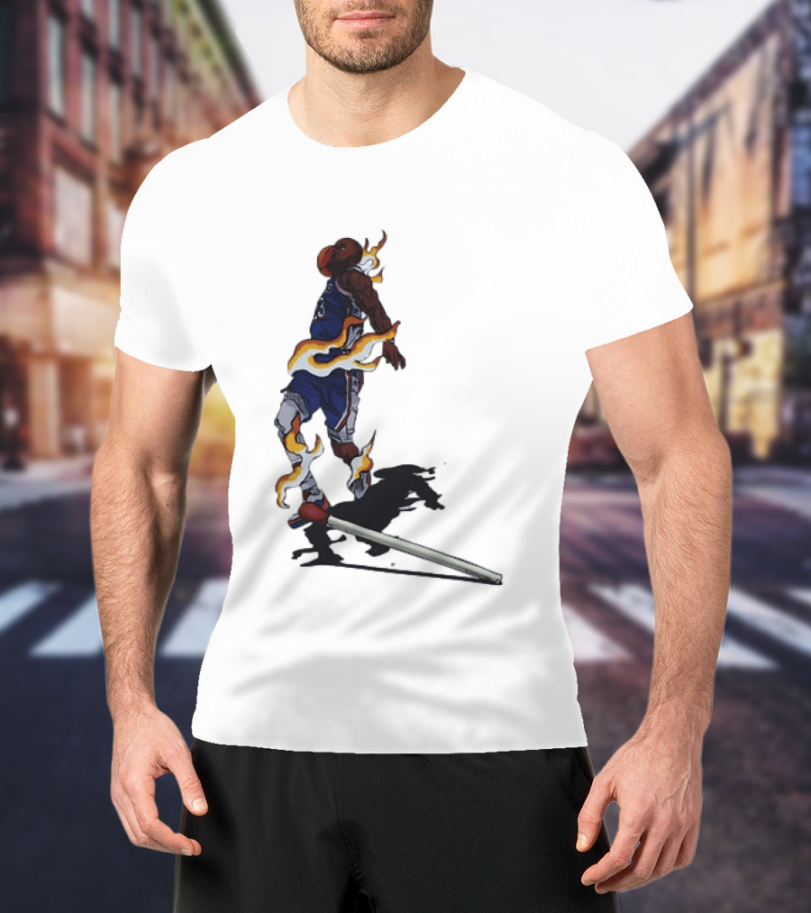 LeBron James Basketball Player Fiery Dunk Match Stick T-Shirt