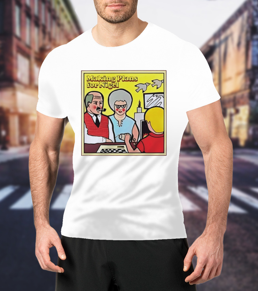 Making Plans For Nigel XTC New Wave English Rock Scene Yellow Background Birds Family T-Shirt