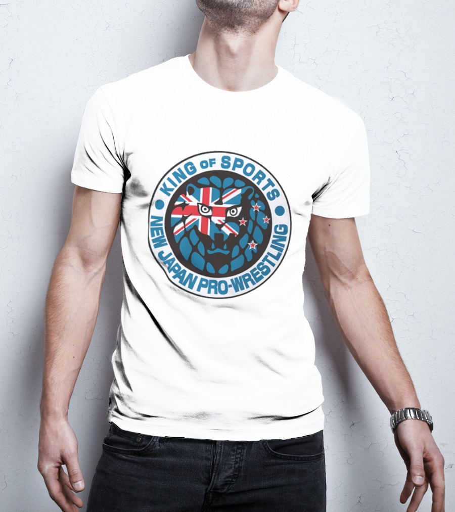New Japan Pro Wrestling King Of Sports Lion Mark Icon With Union Jack And Stars T-Shirt