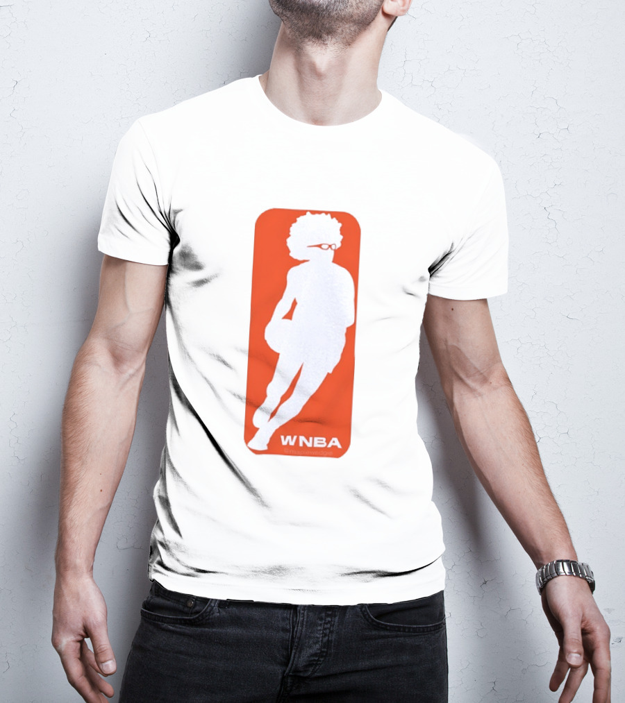 WNBA Maplewedgie Basketball Player White Silhouette On Orange T-Shirt