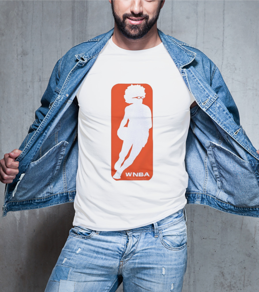 WNBA Maplewedgie Basketball Player White Silhouette On Orange T-Shirt