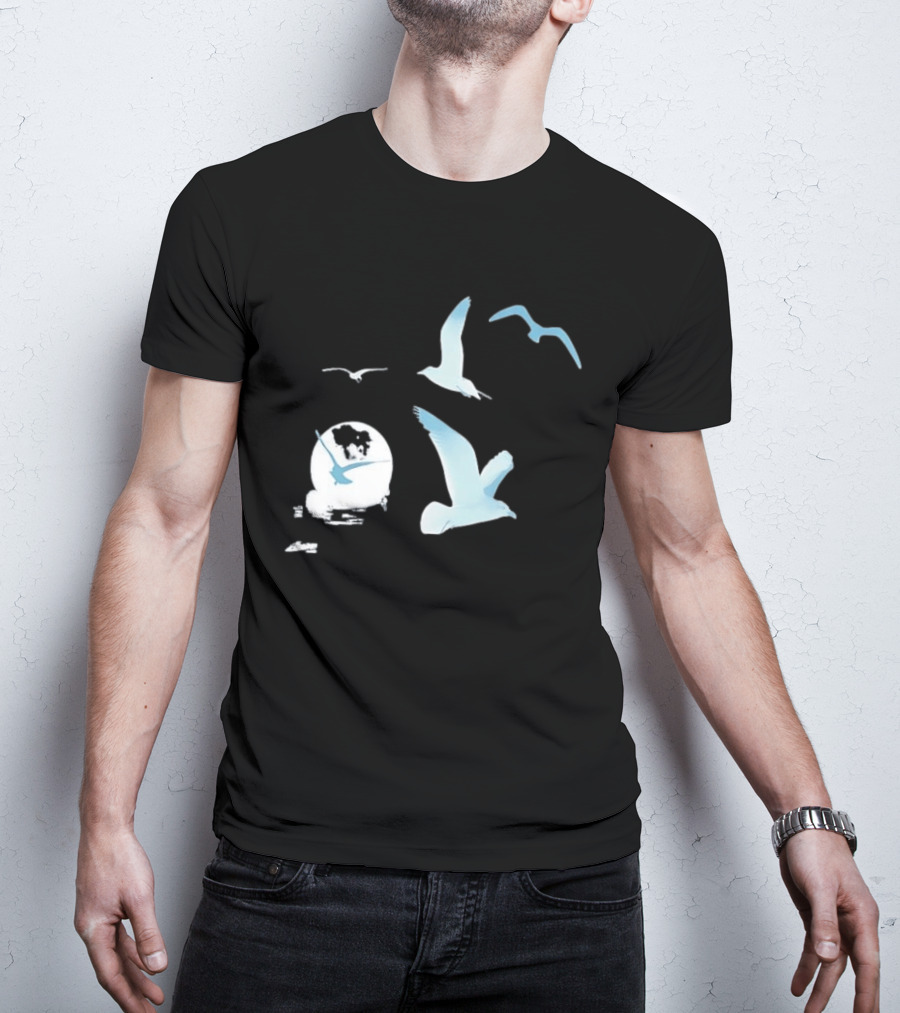 1989 Seagull Boxy Flock In Flight Retro Aesthetic T-Shirt