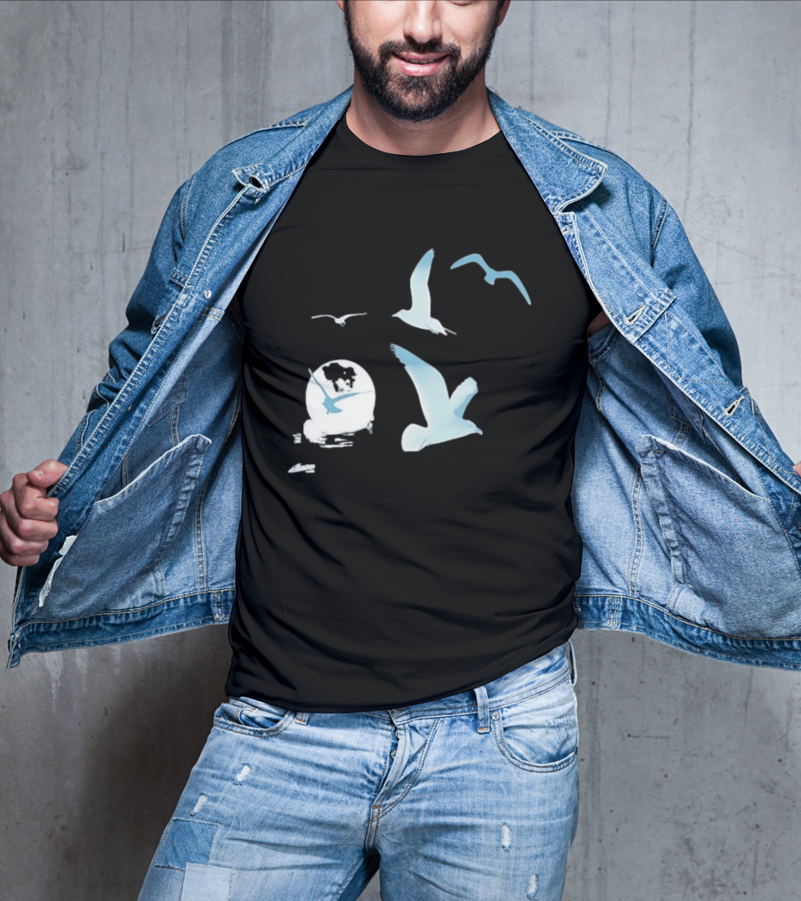 1989 Seagull Boxy Flock In Flight Retro Aesthetic T-Shirt