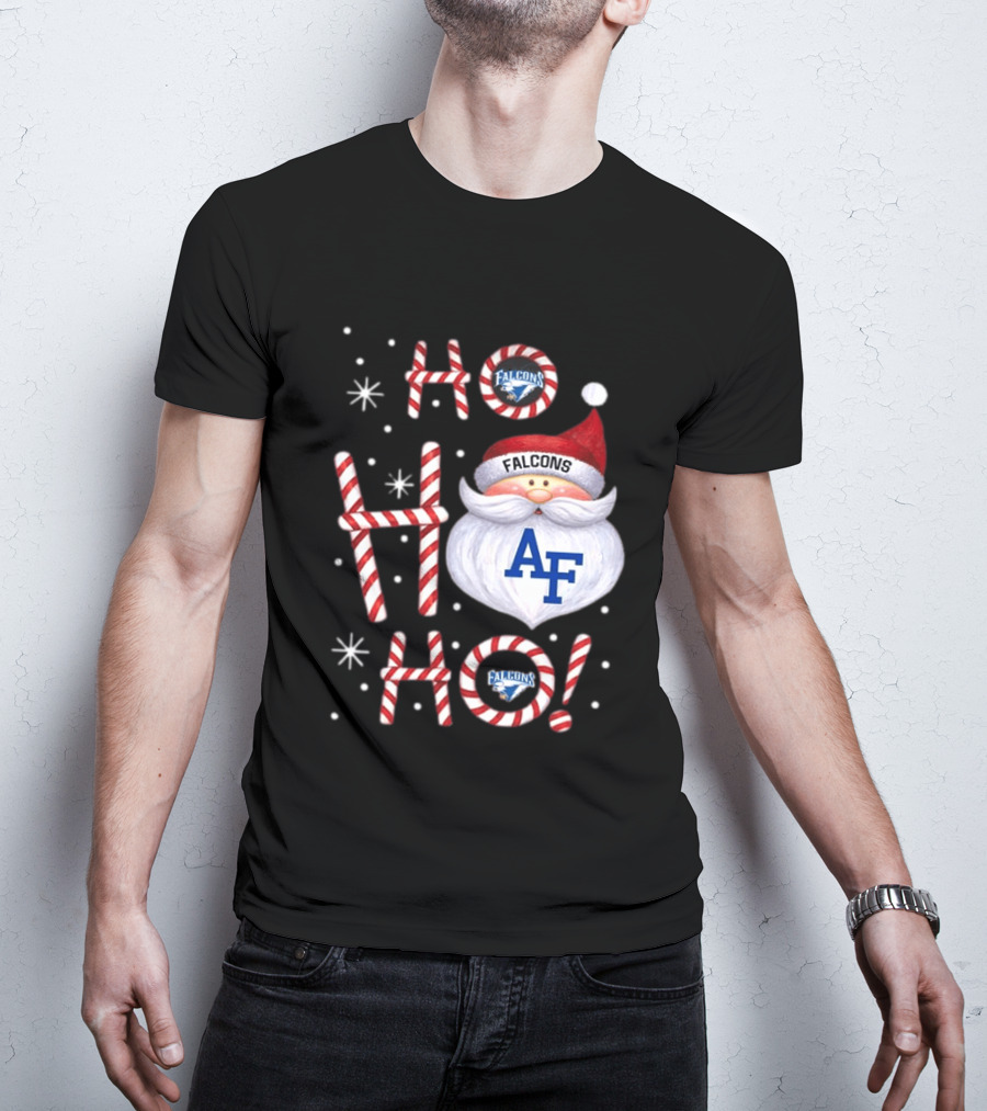 Air Force Falcons Christmas Santa Ho Ho Ho Peppermint Letters T-Shirt