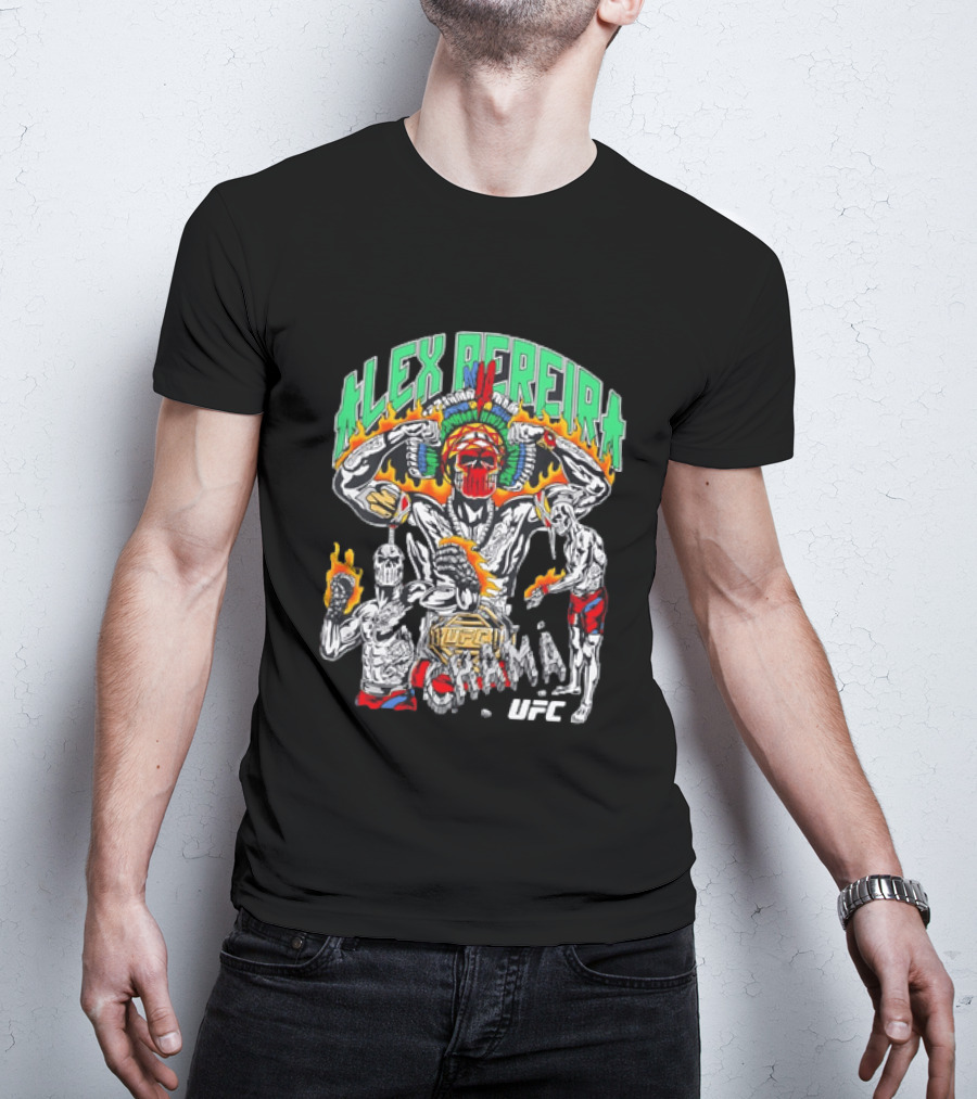 Alex Pereira Chama UFC Fighter Art With Flames And Traditional Headdress T-Shirt