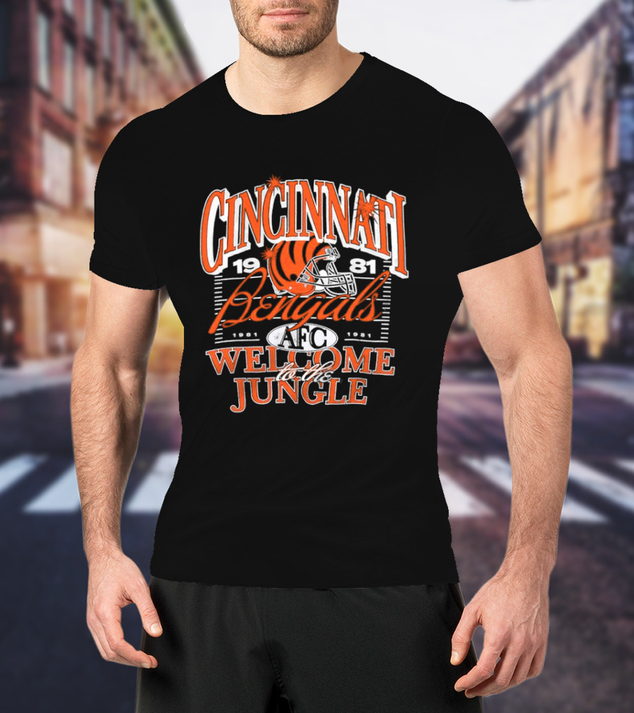 Cincinnati Bengals 1981 Welcome To The Jungle AFC Helmet T-Shirt
