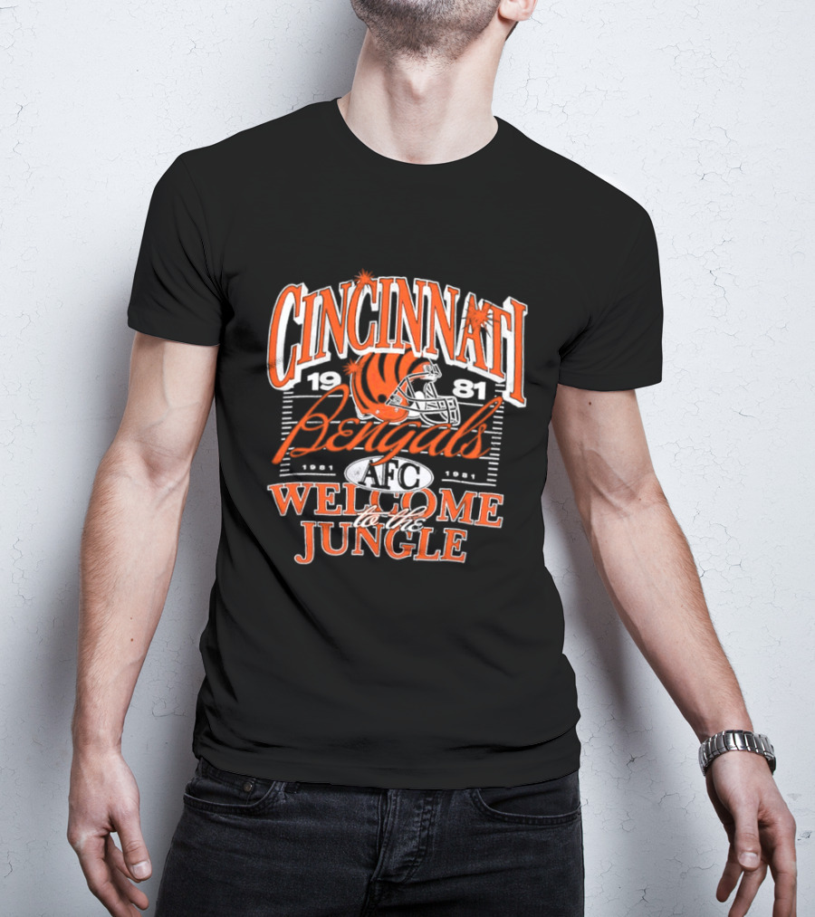 Cincinnati Bengals 1981 Welcome To The Jungle AFC Helmet T-Shirt