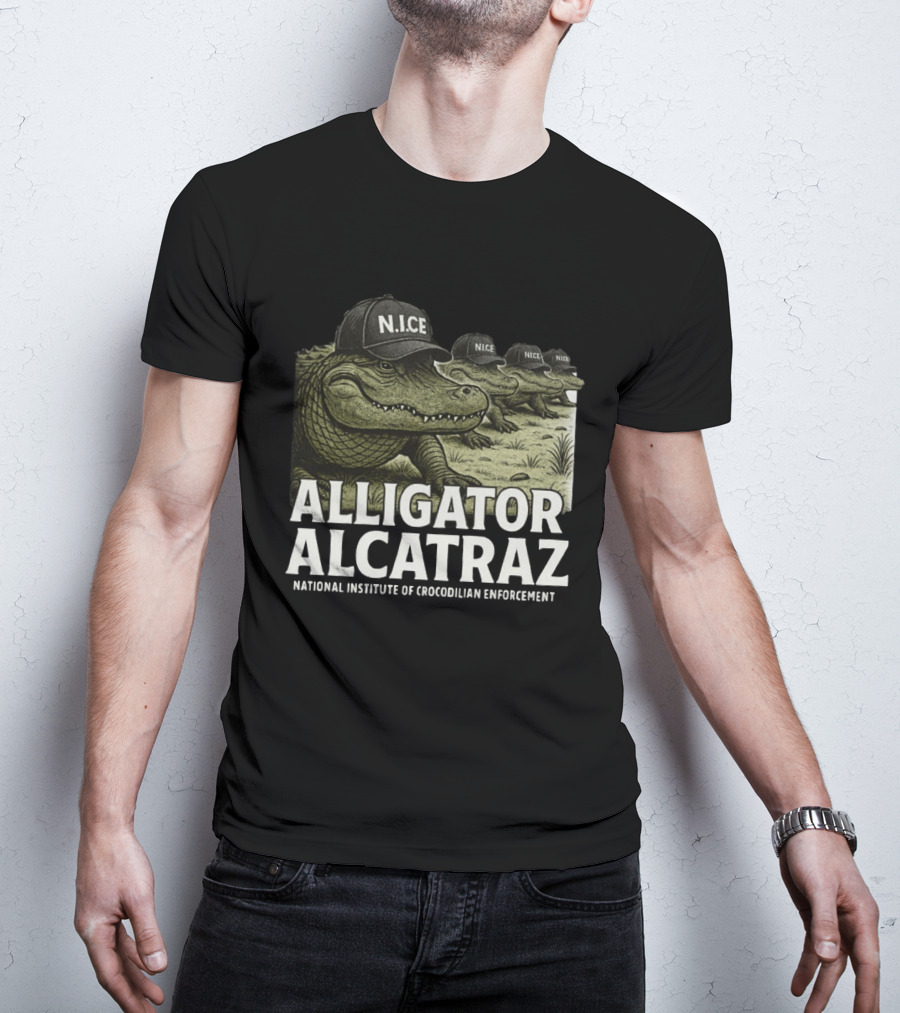 Alligator Alcatraz N.I.C.E. National Institute Of Crocodilian Enforcement T-Shirt