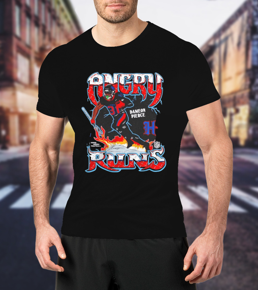 Angry Runs Dameon Pierce Houston Texans NFL 2024 T-Shirt