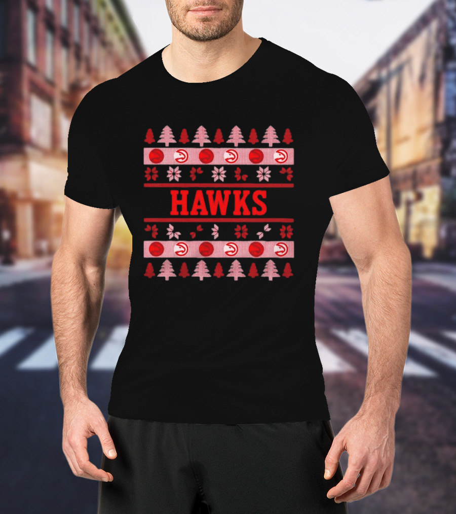 Atlanta Hawks Basketball Holiday Ugly Christmas Sweater T-Shirt