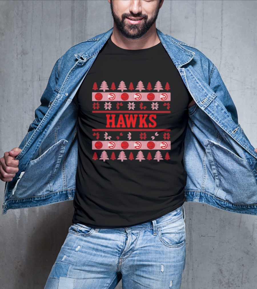 Atlanta Hawks Basketball Holiday Ugly Christmas Sweater T-Shirt