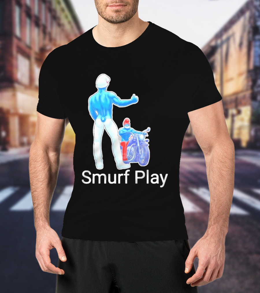 Smurf Play Gay LGBT Biker T-Shirt