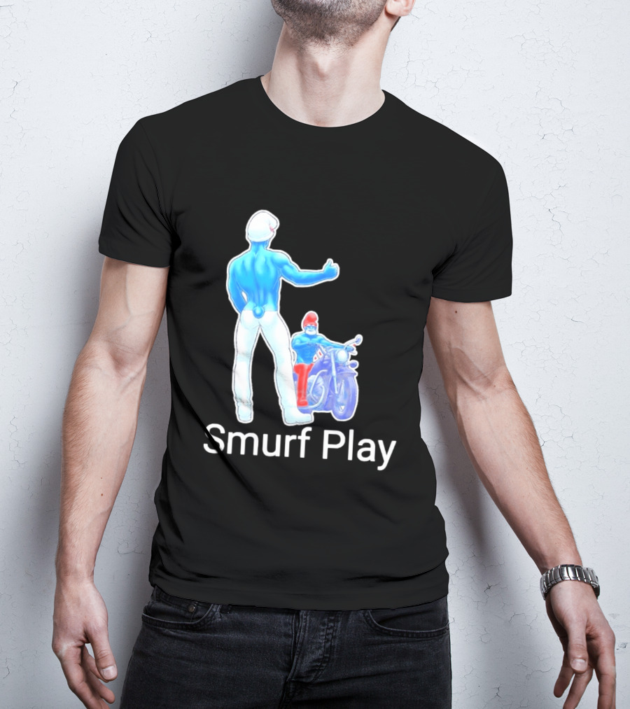Smurf Play Gay LGBT Biker T-Shirt