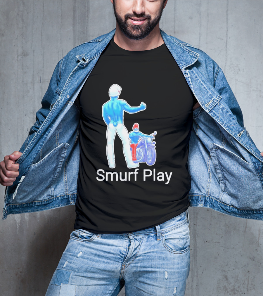 Smurf Play Gay LGBT Biker T-Shirt