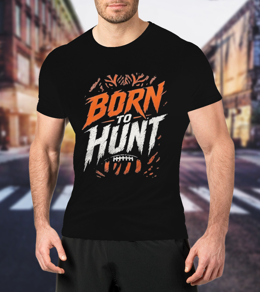 Born To Hunt Tiger Football Ball Print T-Shirt