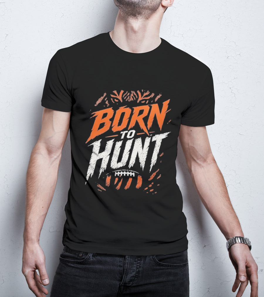 Born To Hunt Tiger Football Ball Print T-Shirt
