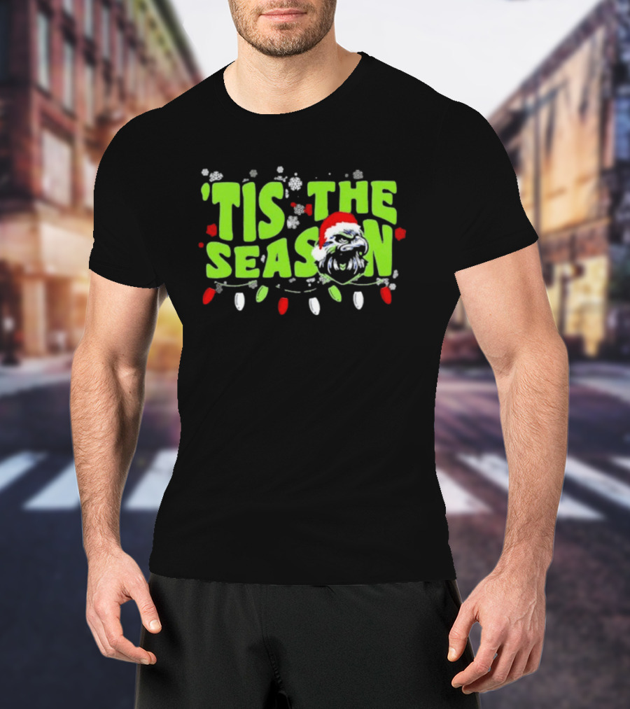 Tis The Season Christmas Seattle Seahawks Football Santa Hat T-Shirt