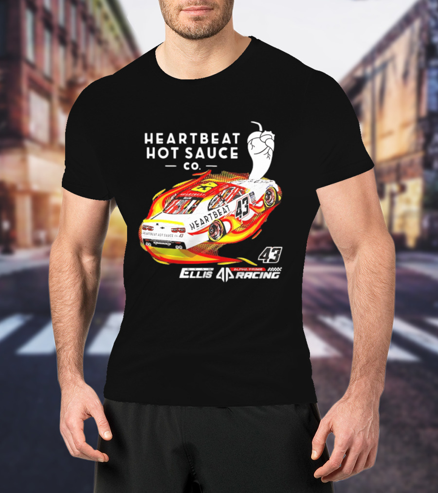 Heartbeat Hot Sauce Co Ryan Ellis 43 Alpha Prime Racing T-Shirt