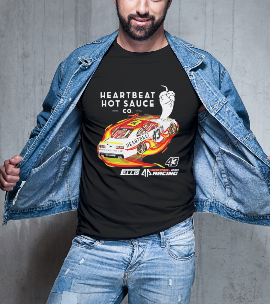 Heartbeat Hot Sauce Co Ryan Ellis 43 Alpha Prime Racing T-Shirt