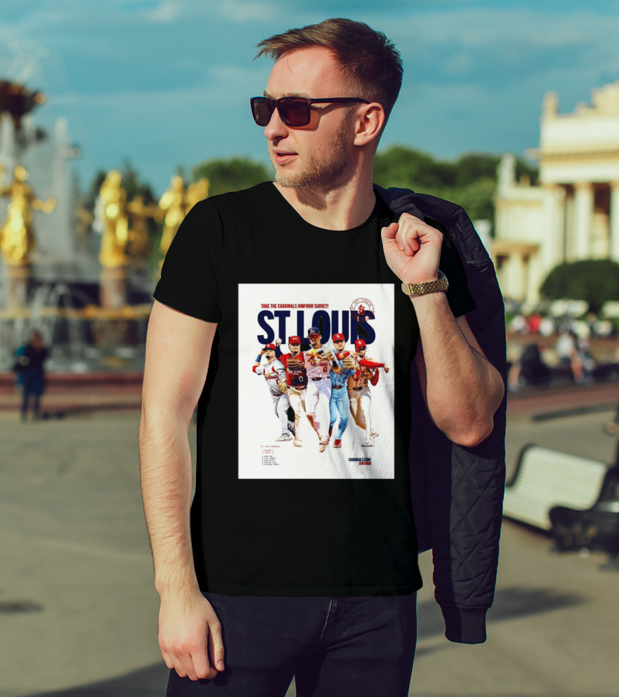 Take The Cardinals Uniform Survey St Louis Historic Baseball Players T-Shirt